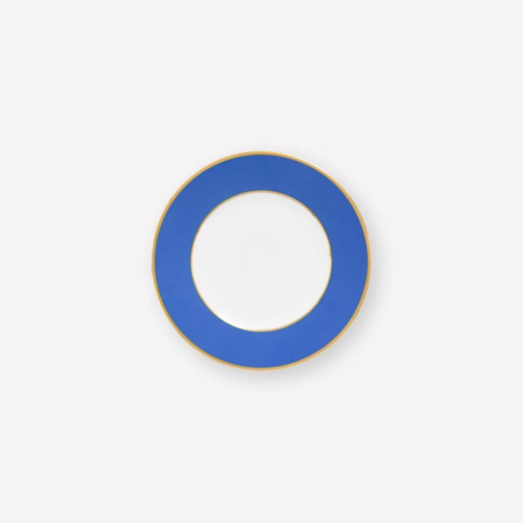 Brotteller 16cm, Capriblau mit Goldrand