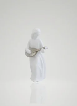 Engel mit Laute, platiniert