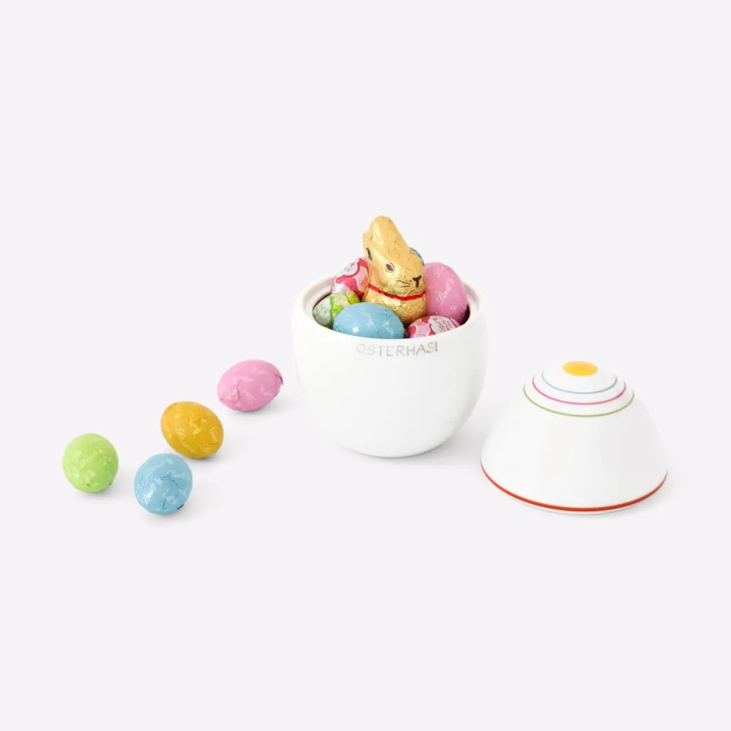 Geschenkset Eidose stehend 11cm Osterhasi mit Lindt Schokolade