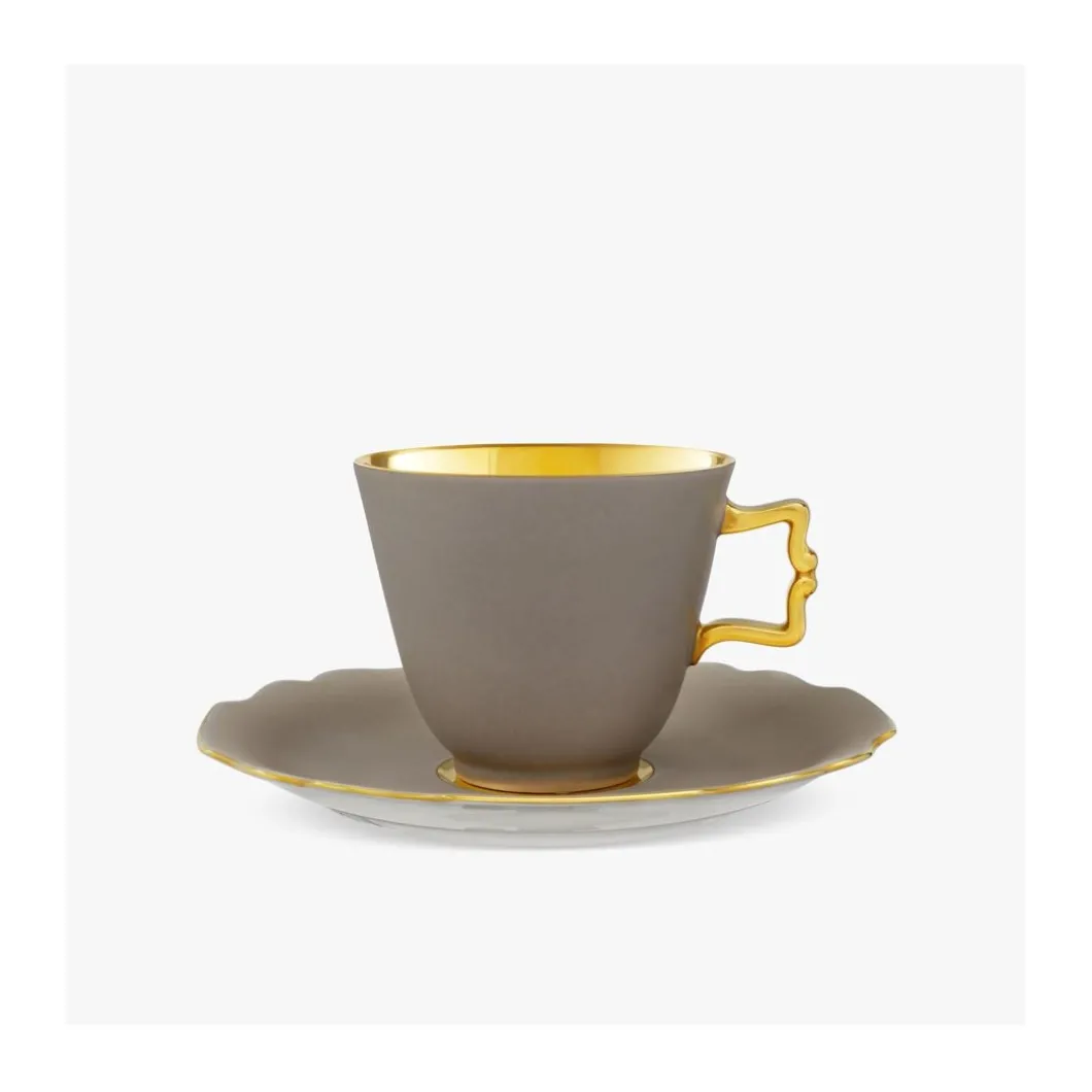 Kaffeetasse 0,2l Belvedere, Rauchgrau Matt und Vergoldung