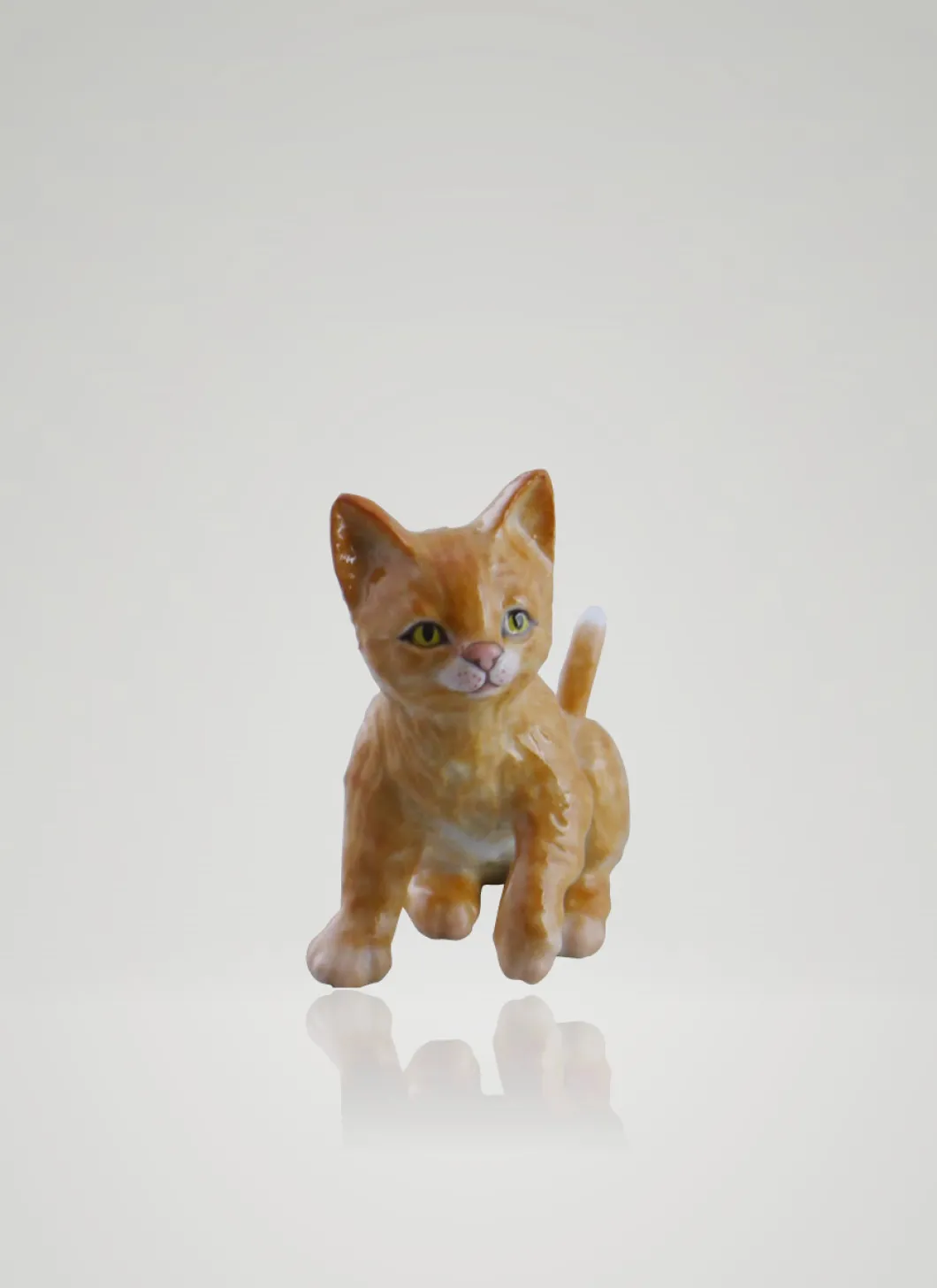 Katze Pfote hebend rot, bemalt