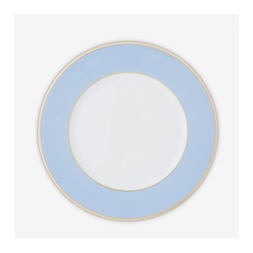 Platzteller 32cm, Hellblau mit Goldrand