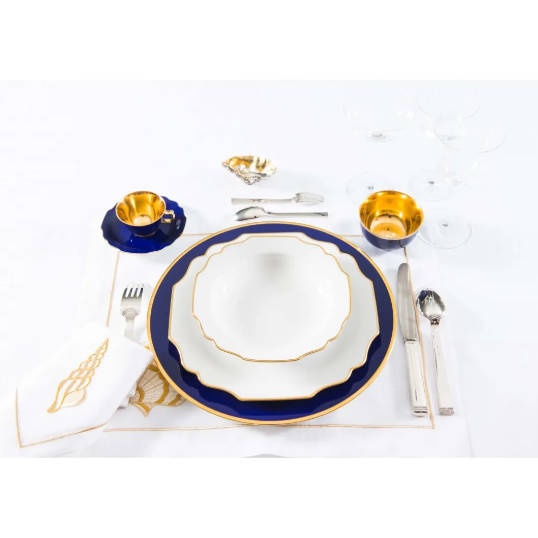 Platzteller 32cm, Kobalt mit Goldrand