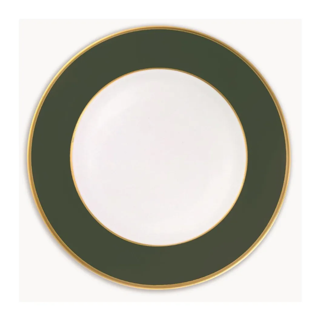 Platzteller 32cm, Waldgrün Matt mit Goldrand