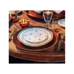 Platzteller 32cm, Zimt mit Goldrand