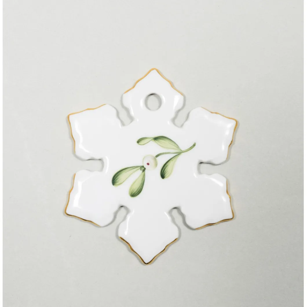 Schneestern 8cm, Mistelzweig & Goldkante