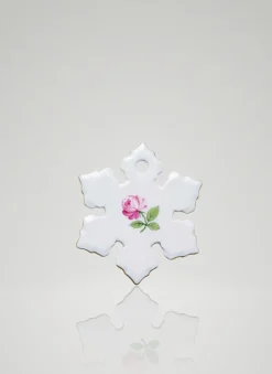 Schneestern 8cm, Wiener Rose & Goldkante