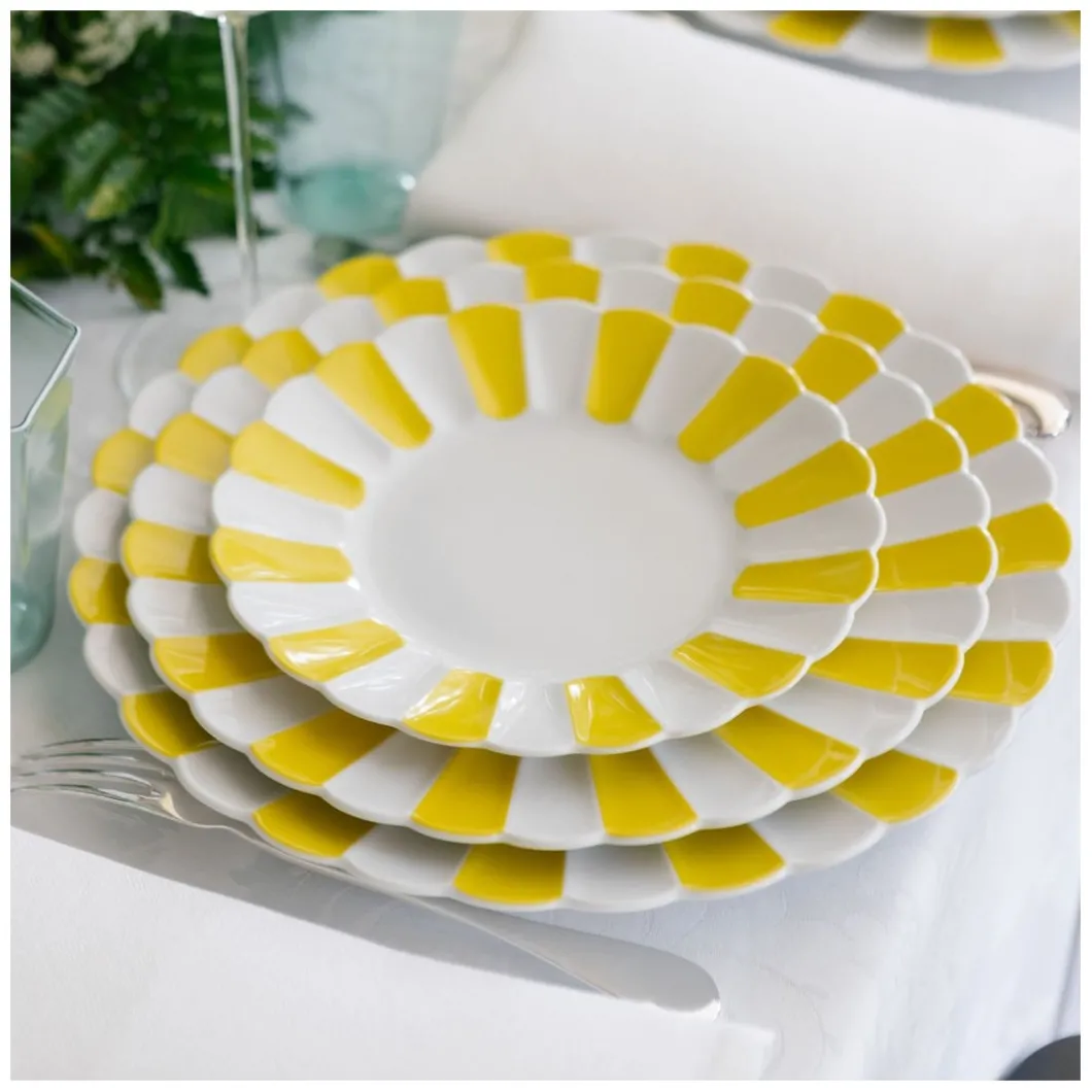 Speiseteller 25cm Melone, Gelb und Weiß