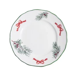 Teller 28cm, Föhrenbruch mit roter Masche