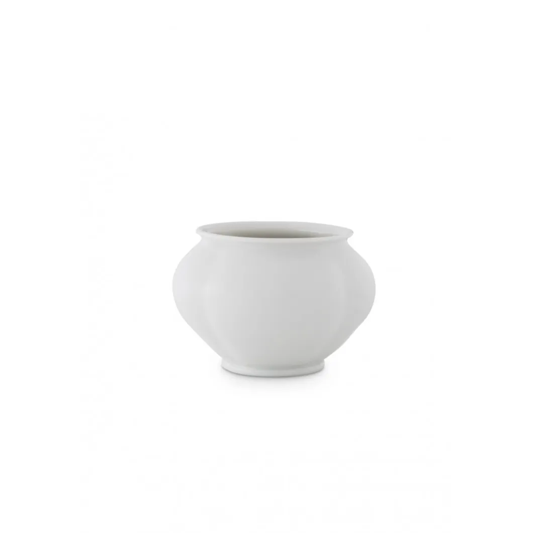 Vase in Barockform nieder 8cm, Weiß
